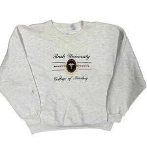Vintage 90s Rush University of Nursing Sweatshirt Crewneck Grey USA Made XL